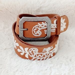 Embroidered Leather Belt sz. L XL women